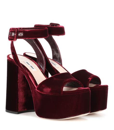 miu miu crossbody velvet flatform sandals|Miu Miu Cross Plateau Platform Sandal (Women) .